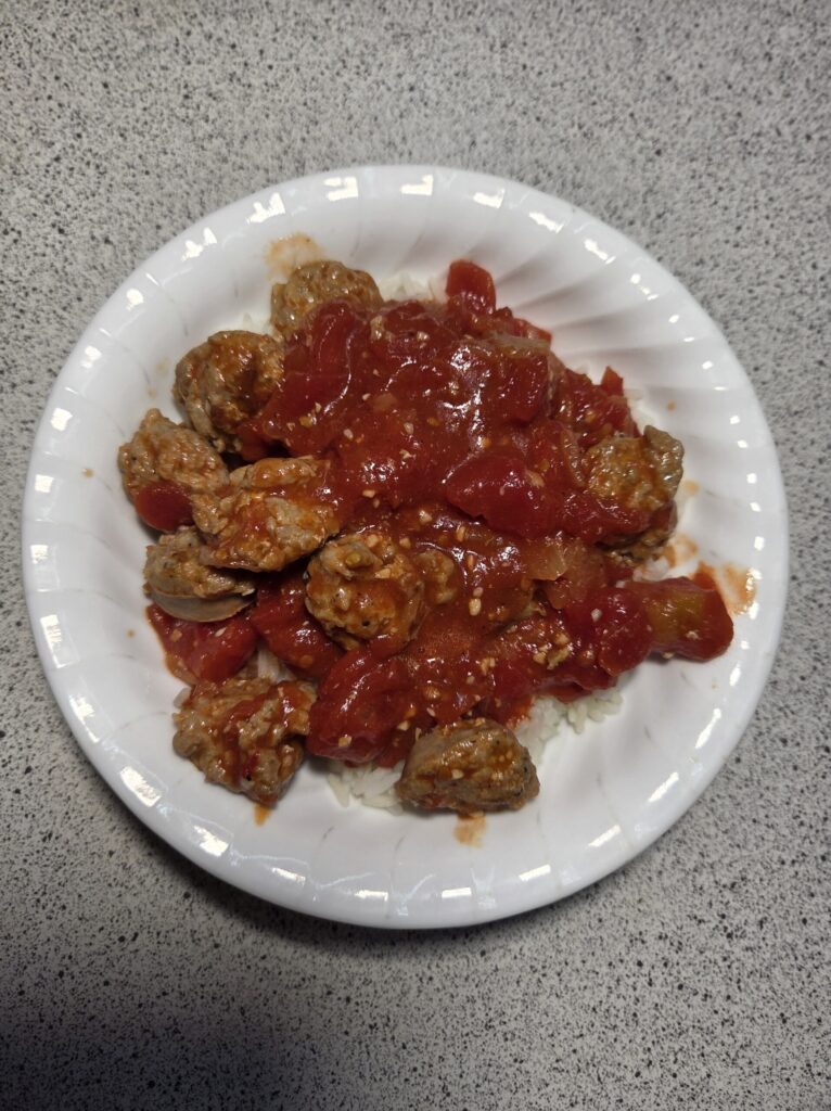 Sausages and Tomatoes with rice