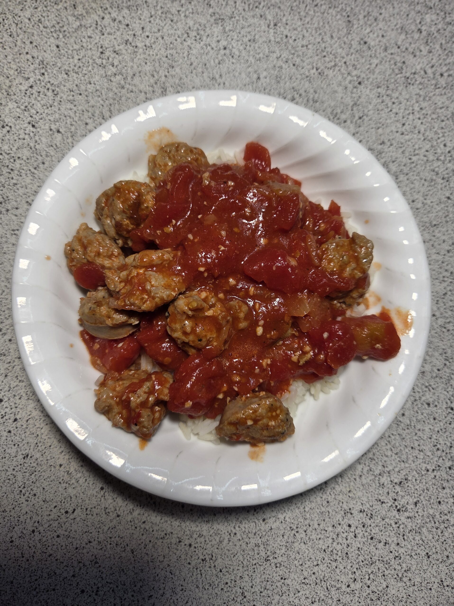 Sausages and Tomatoes with Rice
